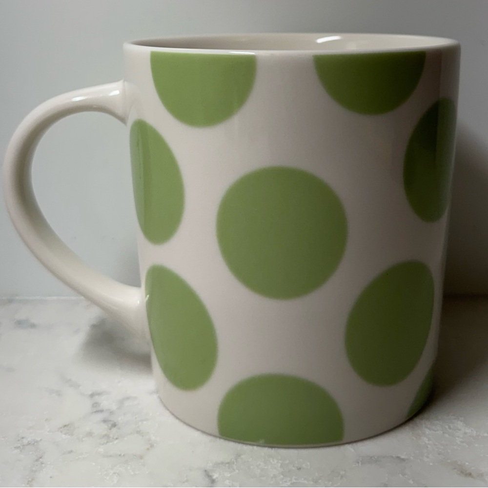 Starbucks White and Green Polka Dot Mug